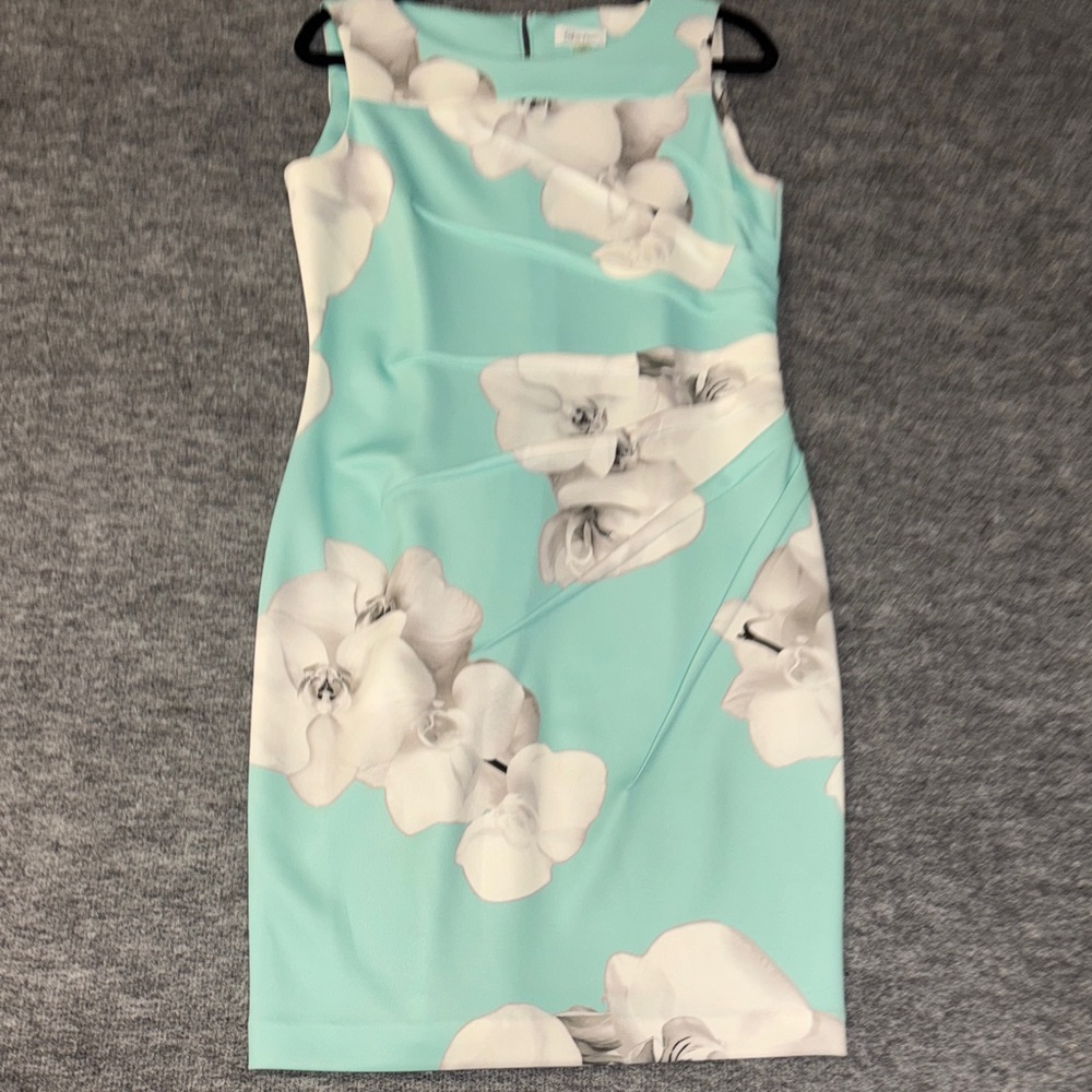 Calvin Klein Mint and White Floral Midi Dress size 12